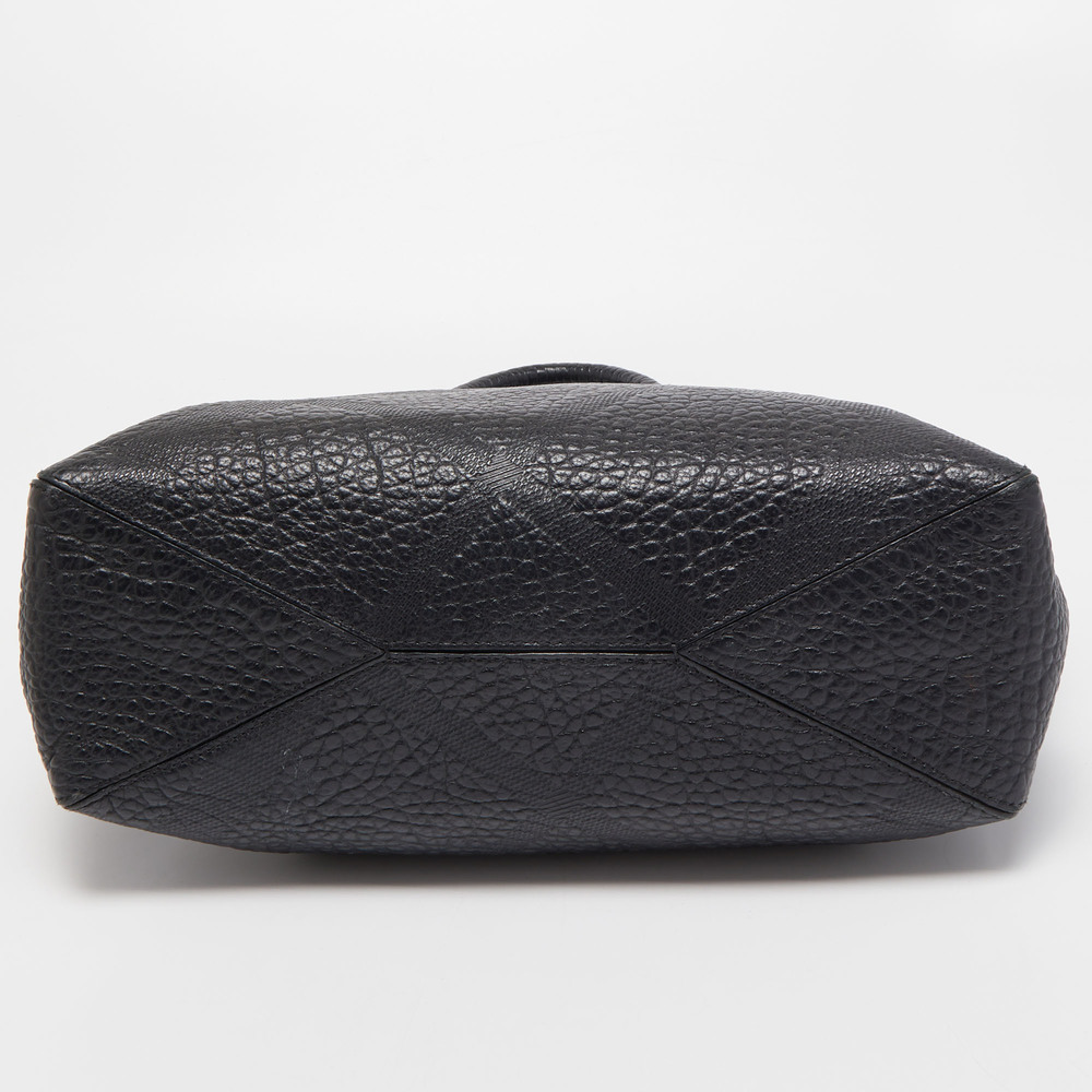 BURBERRY Black Embossed Check Leather Medium Dewsbury Tote - Picture 7 of 8